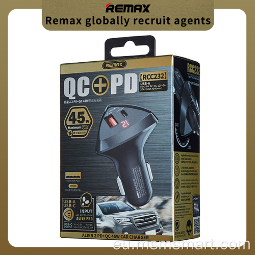 Remax Bat egin gurekin RCC232 QC+PD 3.0 45W Bikoitza